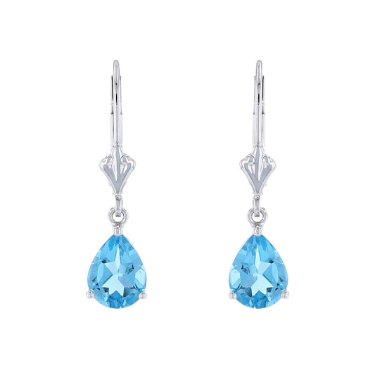 Pear Blue Topaz Dangle Earrings
