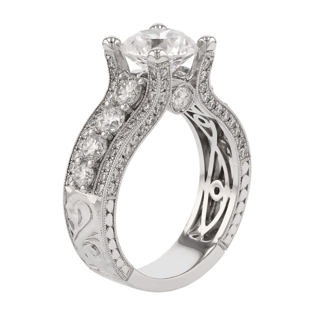 Bold Engraved Surprise Diamond Ring