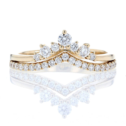 Yellow Gold Diamond Double Chevron Band