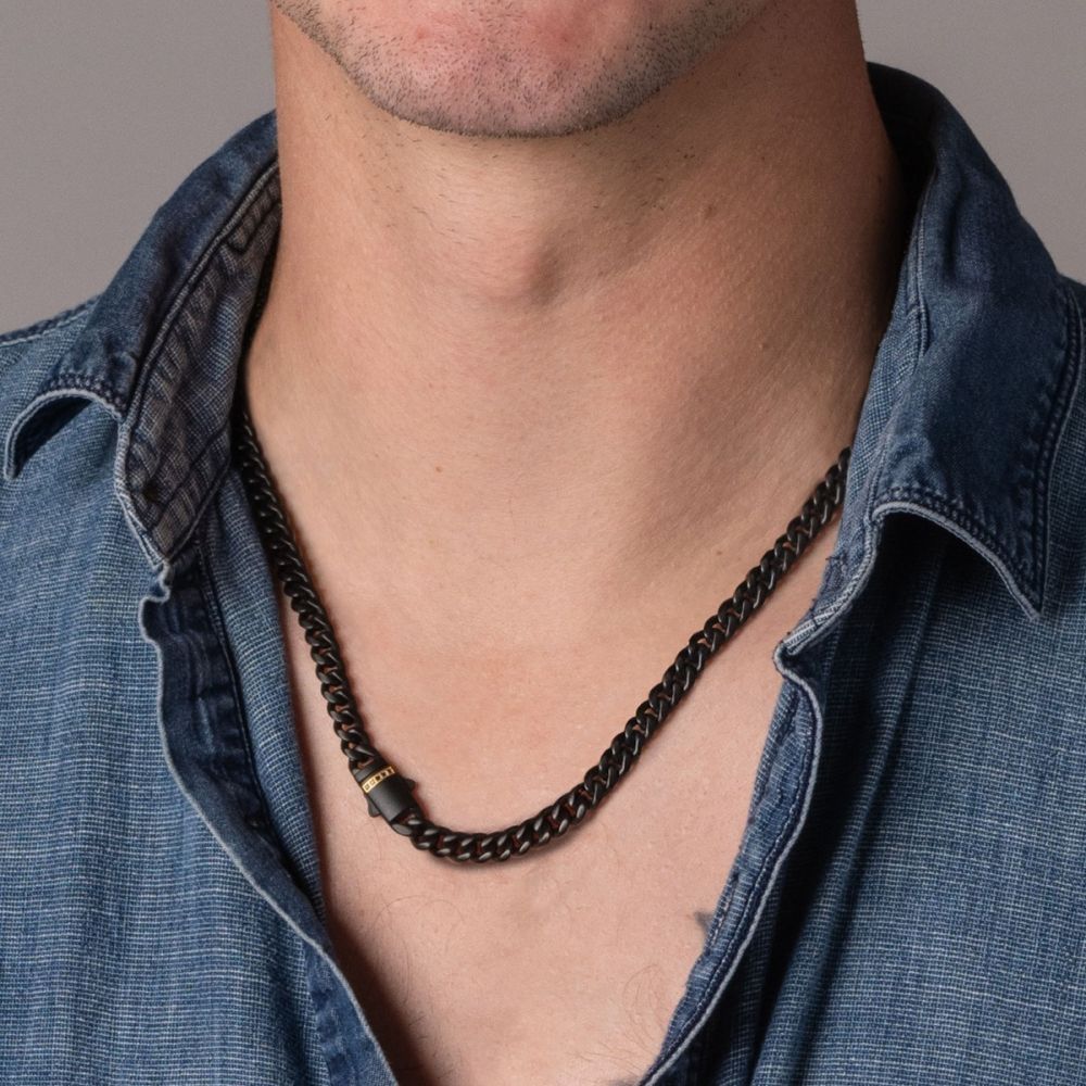 Black & Gold Steel Black Sapphire 24" Cuban Chain