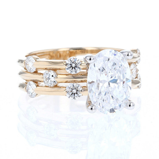 3 Row Oval Diamond Engagement Ring