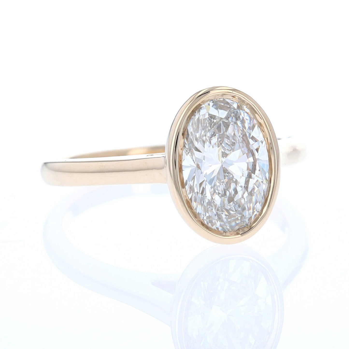 Oval Lab Diamond Bezel Solitaire Ring