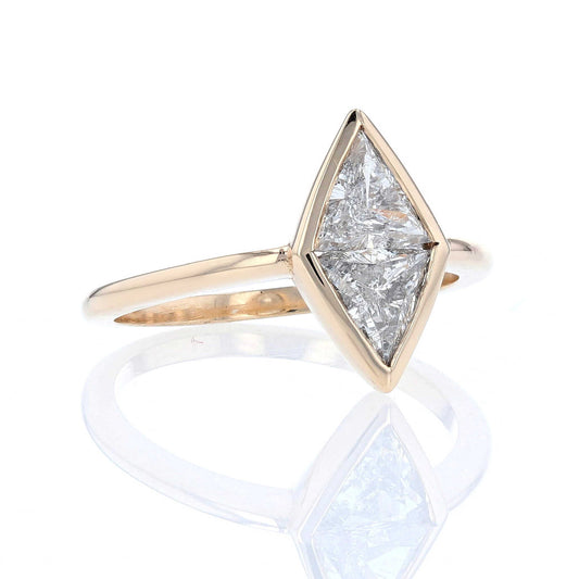 Kite Shape Bezel Solitaire Engagement Ring