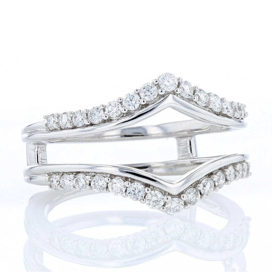 White Gold Diamond Chevron Ring Guard