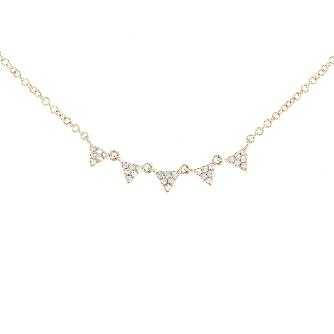 Yellow Gold Diamond Triangle Smile Necklace