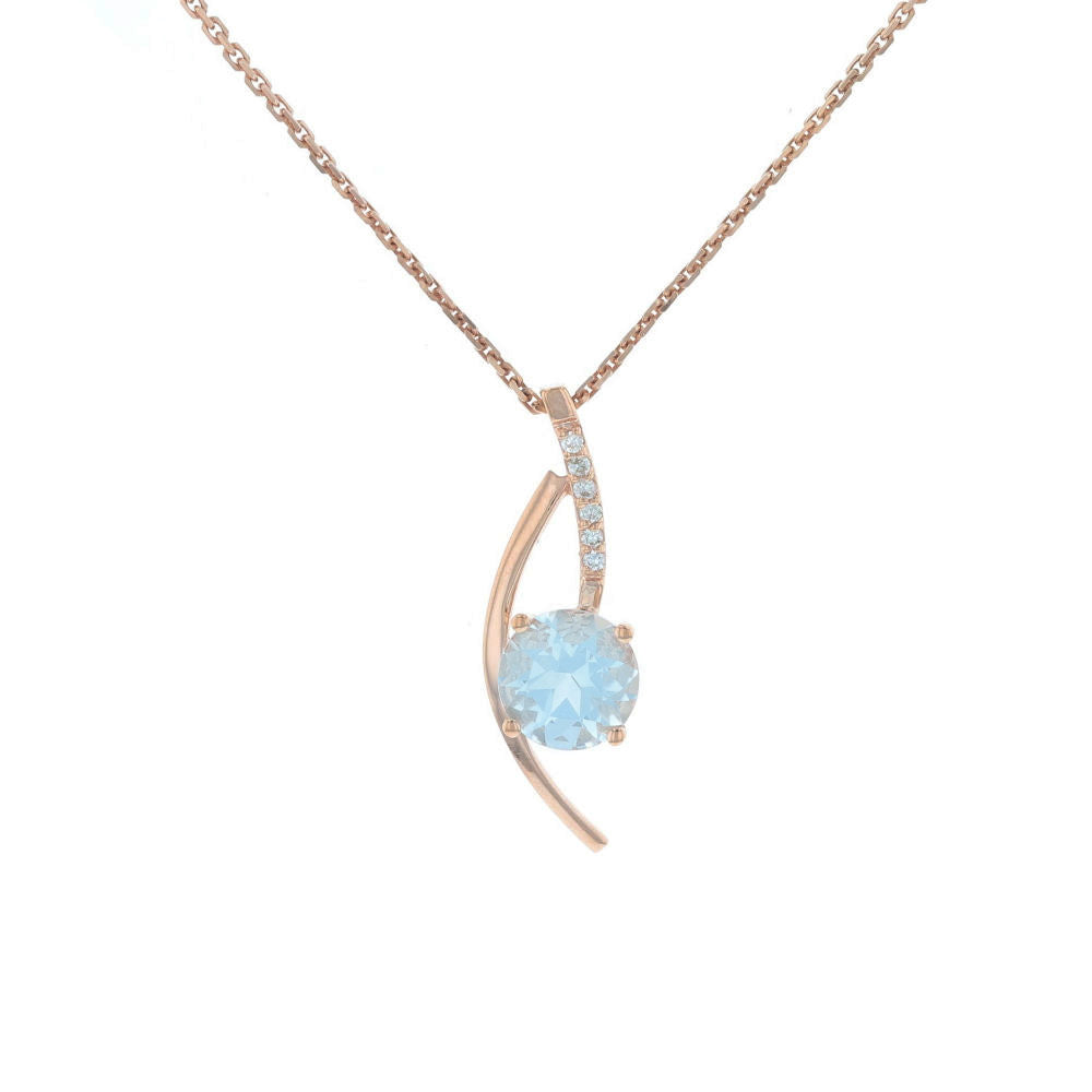 Rose Gold Aquamarine & Diamond Pendant