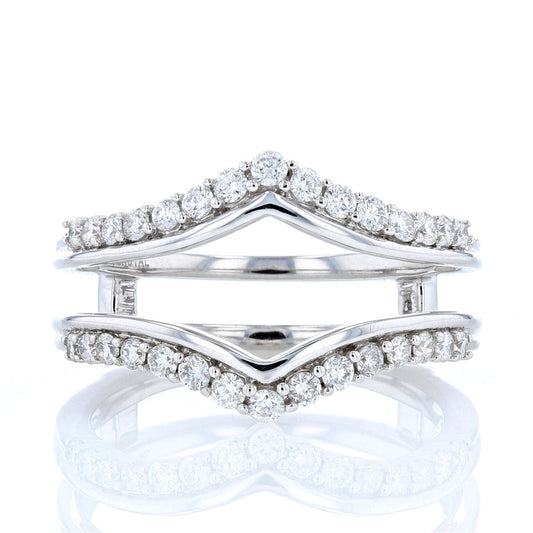 White Gold Diamond Chevron Ring Guard