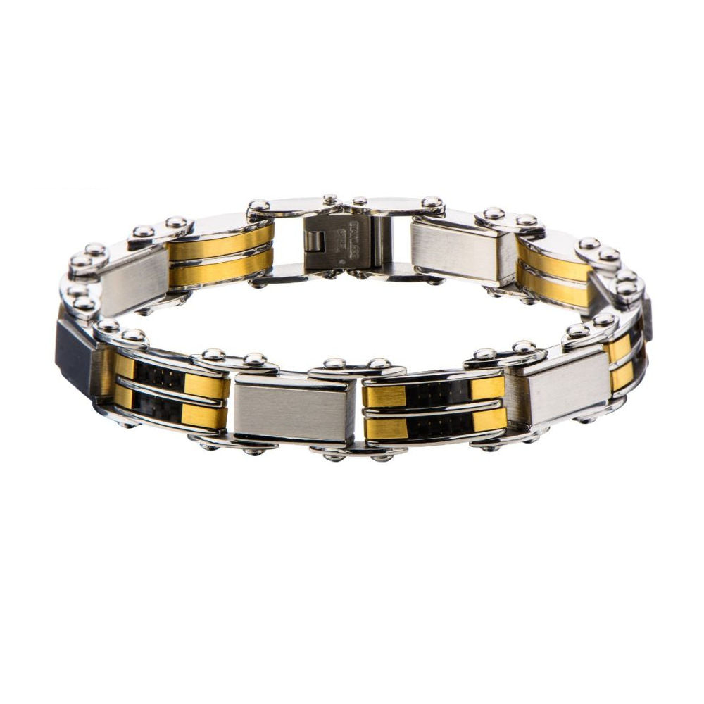 Black & Gold Steel Reversible Bracelet
