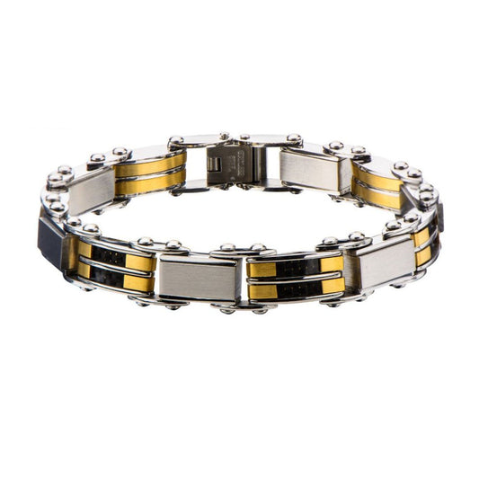 Black & Gold Steel Reversible Bracelet