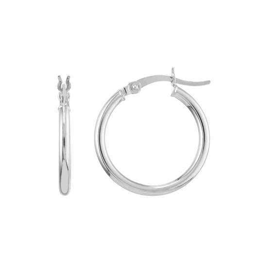 White Gold 20 mm Hoop Earrings