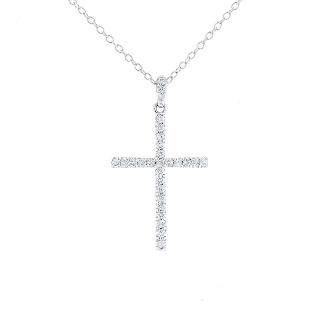 White Gold Diamond Cross Necklace
