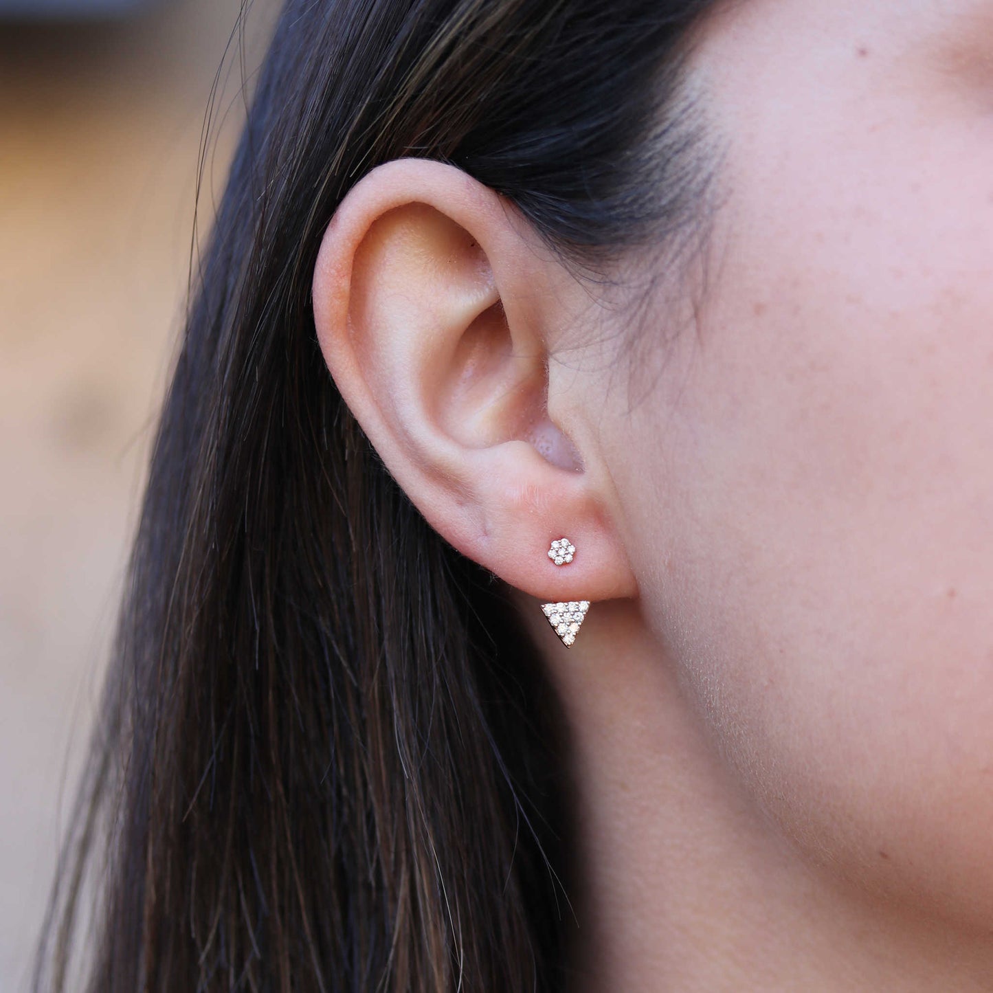 Rose Gold Triangle Drop Earrings