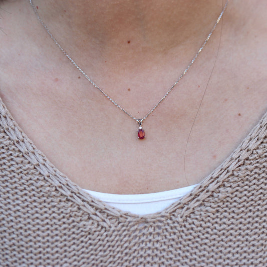 Petite Oval Ruby & Diamond Pendant