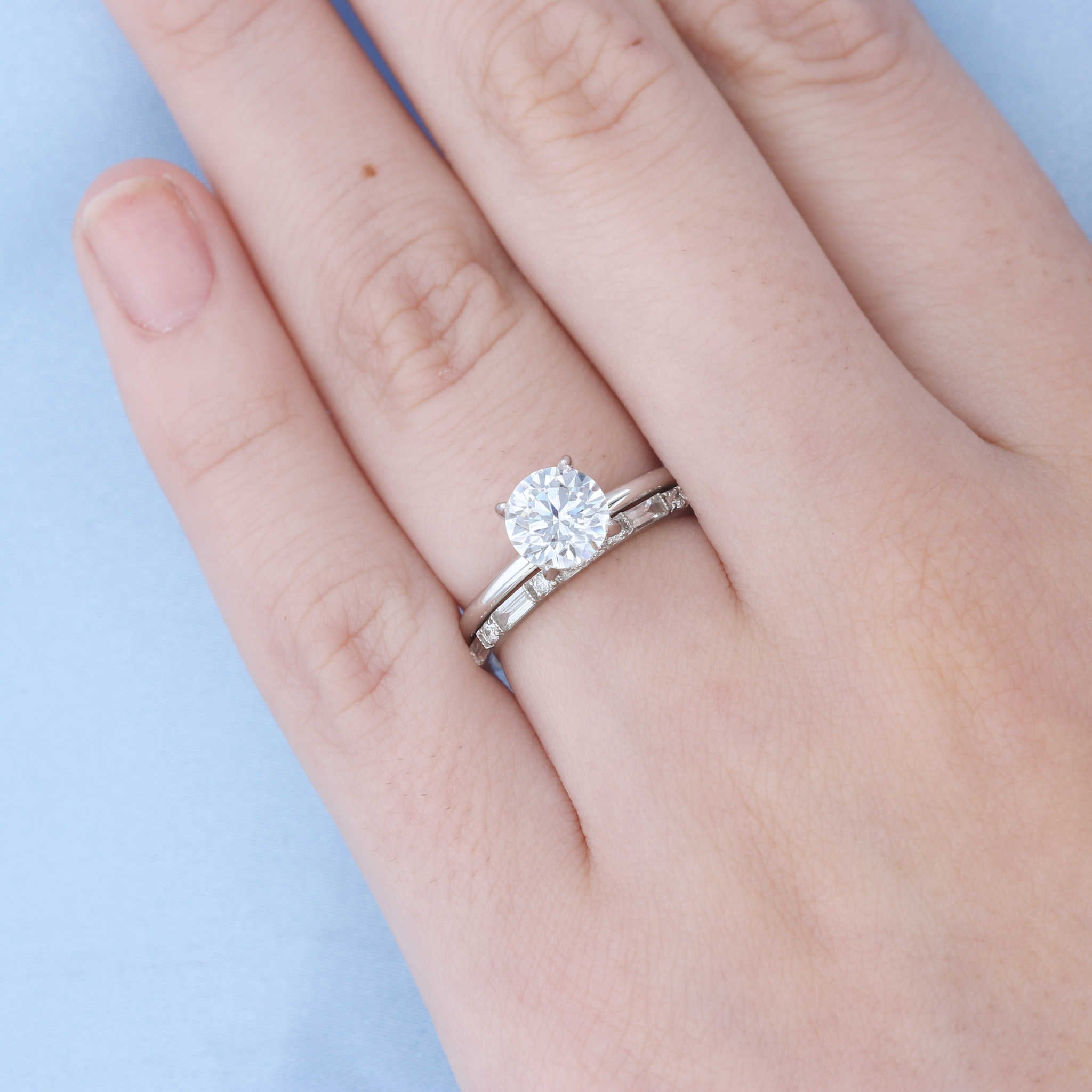 White Gold Baguette Round Diamond Band Fox Fine Jewelry