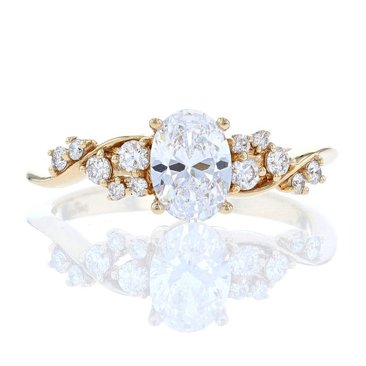 Cluster Swish Oval Engagement Ring