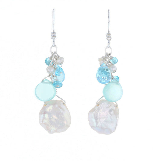 Briolette Chalcedony & Keshi Pearl Earrings
