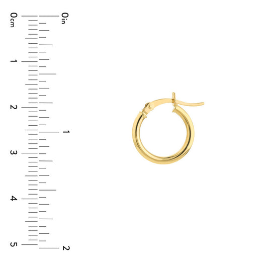 Small Yellow Gold 15 Mm Hoop Earrings
