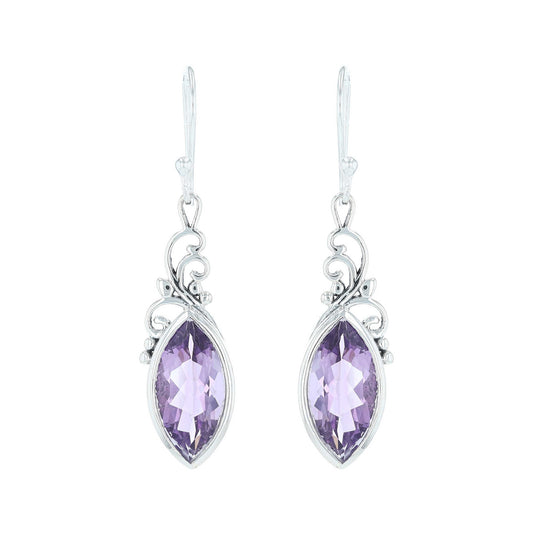 Silver Amethyst Filigree Earrings