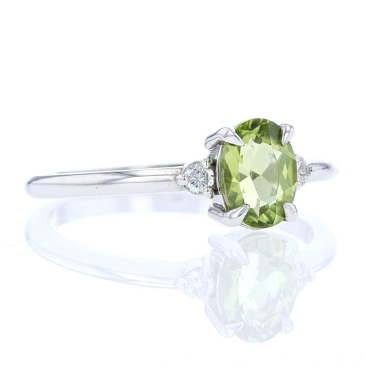 Peridot & Diamond 3 Stone Ring