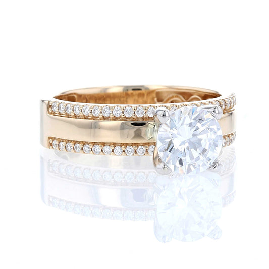 Wide Diamond Edge Engagement Ring