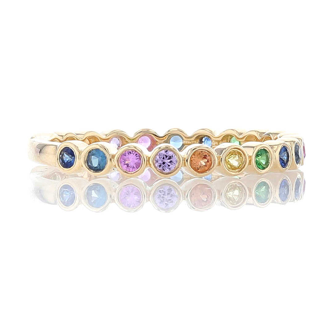 Rainbow Sapphire Bezel Set Ring