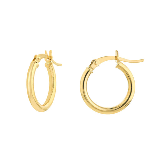 Small Yellow Gold 15 Mm Hoop Earrings