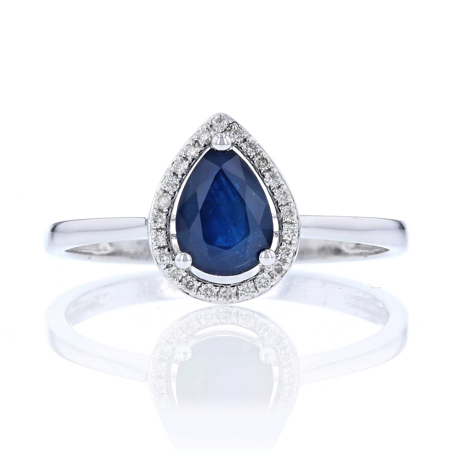 Sapphire & Diamond Pear Halo Ring