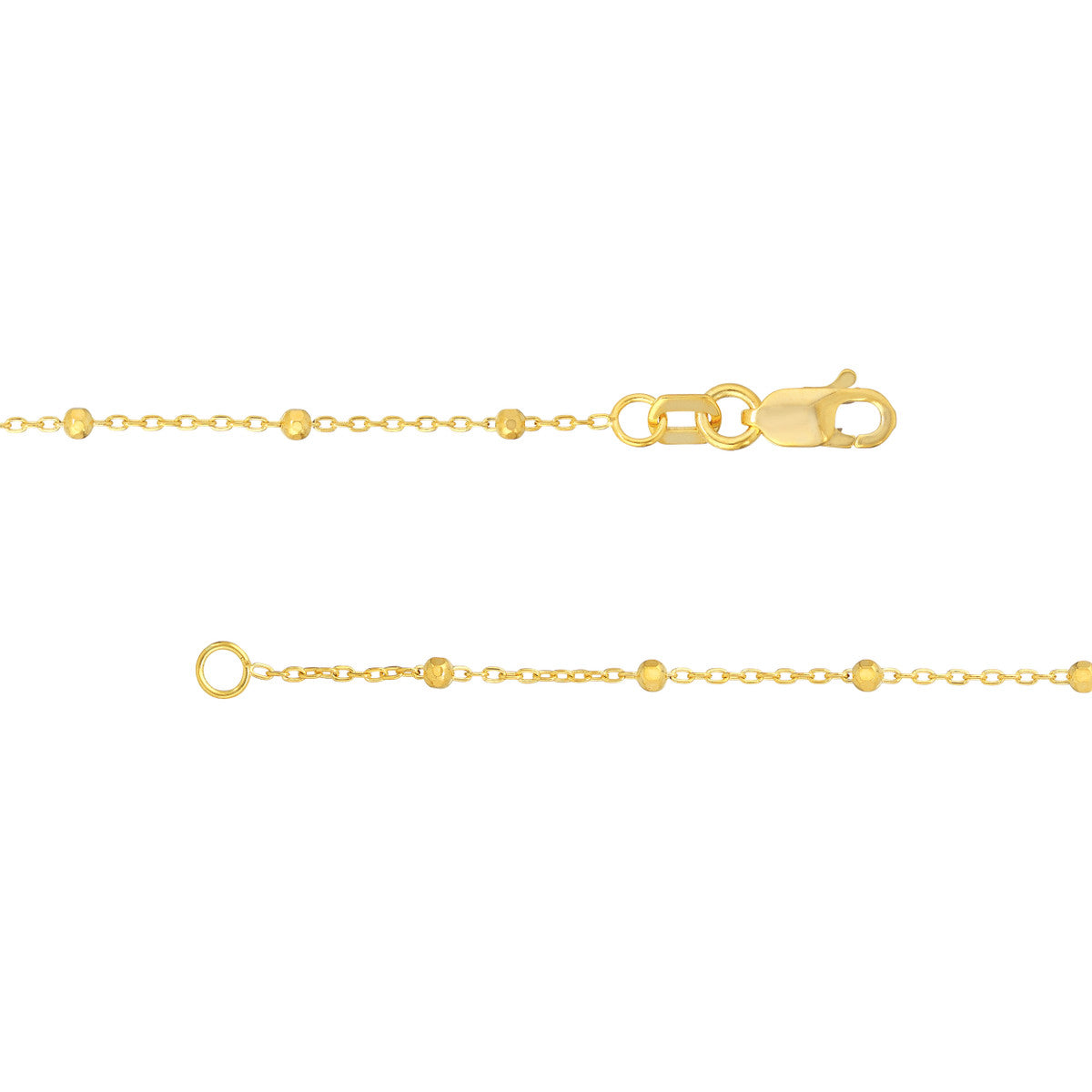 Yellow Gold Beaded Chain Necklace
