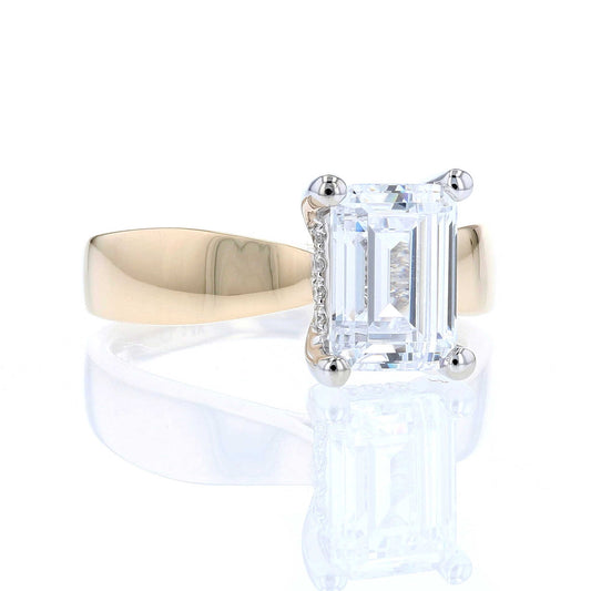 Wide Solitaire Emerald Cut Engagement Ring