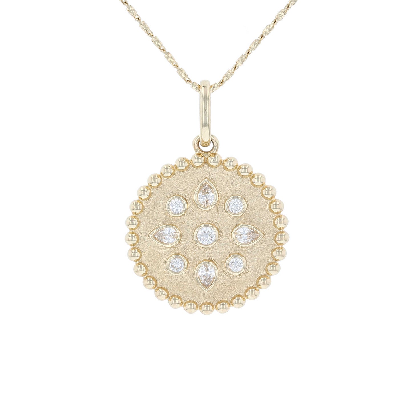 Beaded Medallion Diamond Pendant