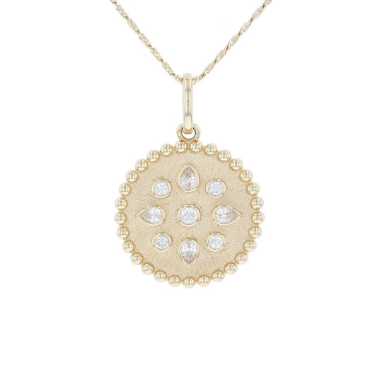 Beaded Medallion Diamond Pendant