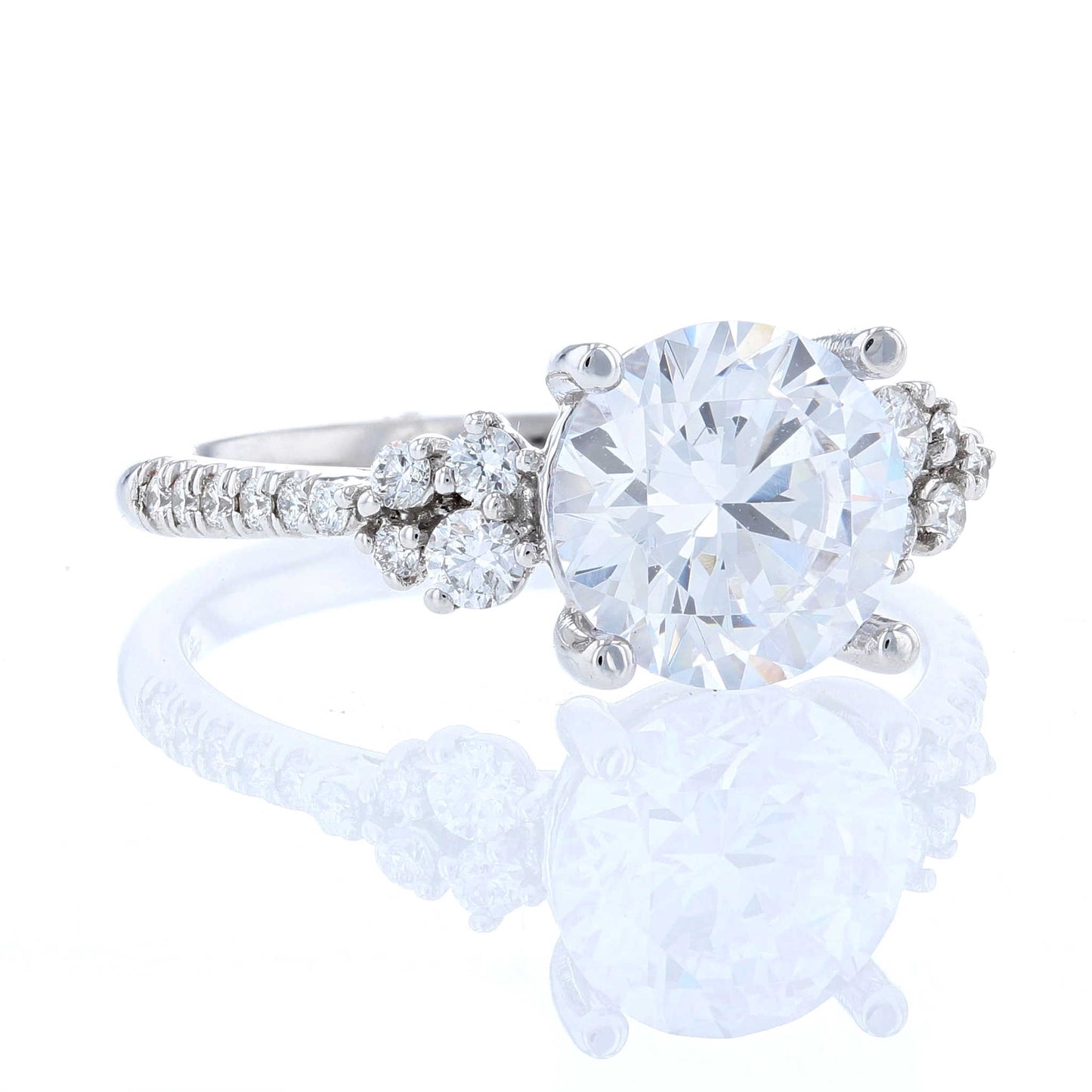 Graduated Cluster Diamond Engagement Ring