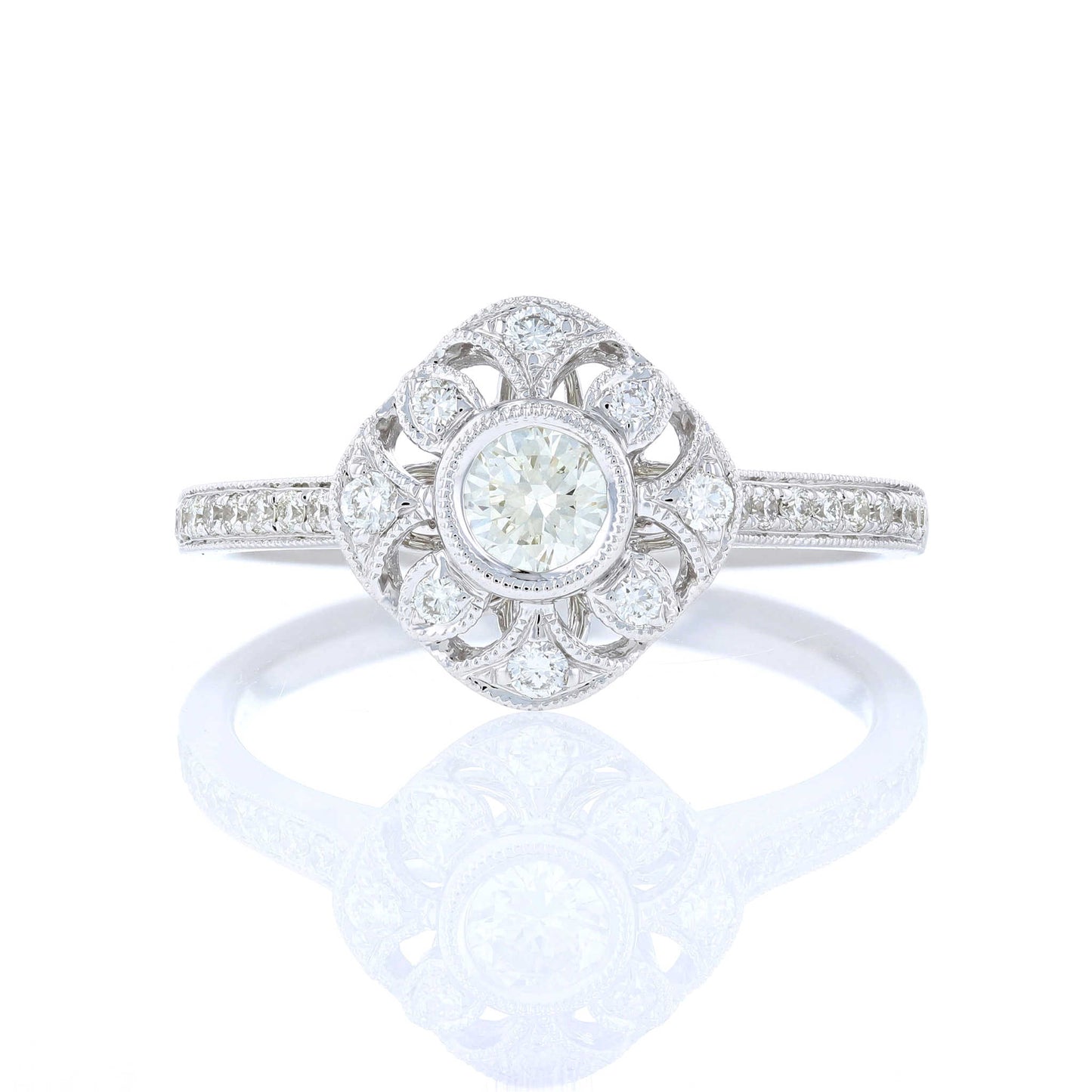 Cushion Vintage Halo Diamond Engagement Ring