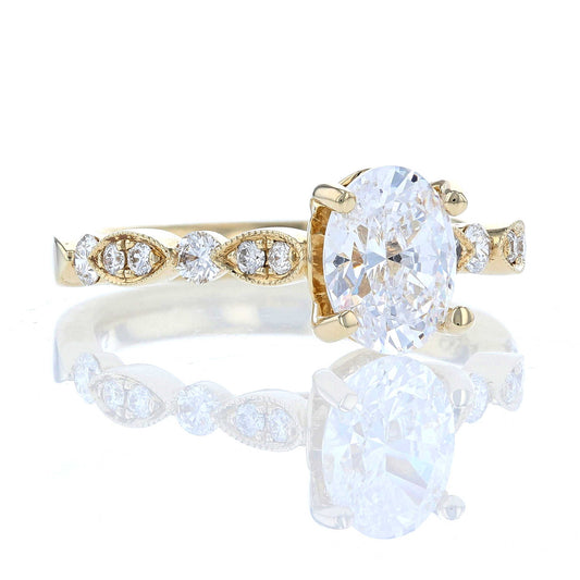 Scallop Milgrain Oval Engagement Ring
