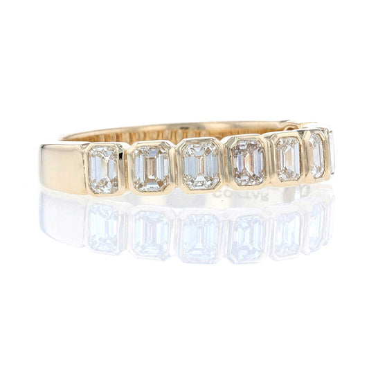 Bezel Set Emerald Cut Diamond Band