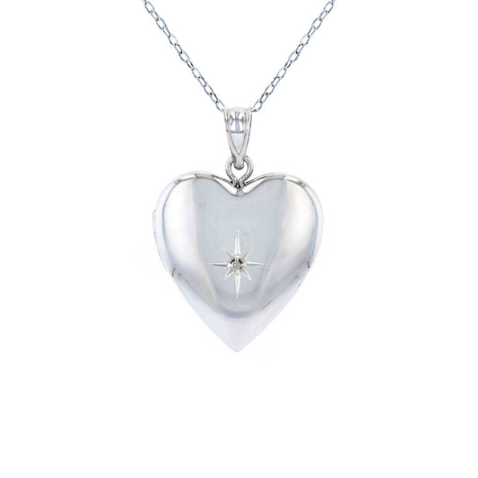 Sterling Silver Reversible CZ Heart Locket