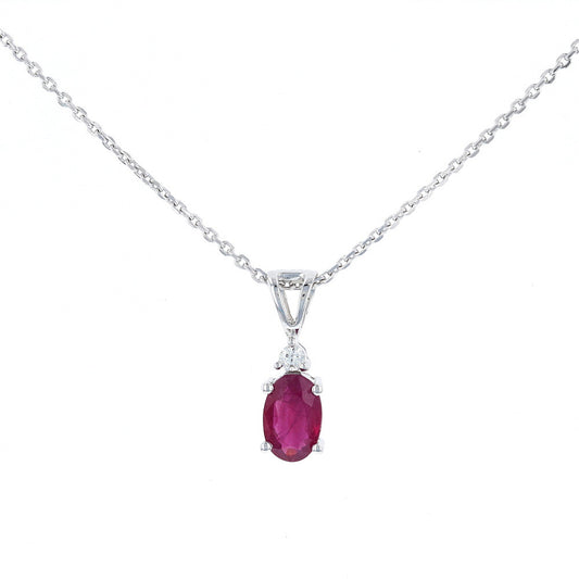 Petite Oval Ruby & Diamond Pendant