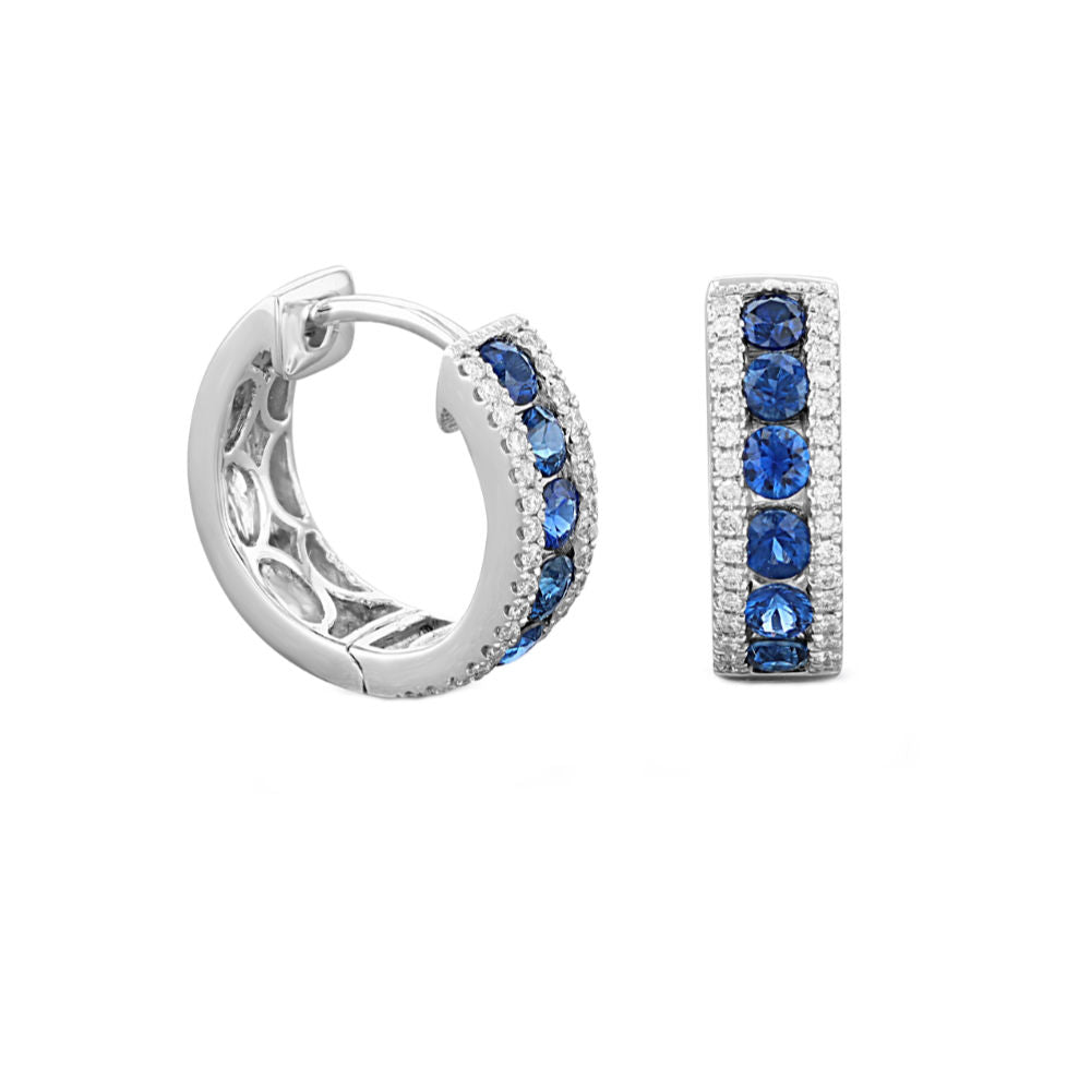 Sapphire Diamond Huggie Hoop Earrings