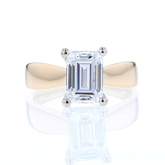 Wide Solitaire Emerald Cut Engagement Ring