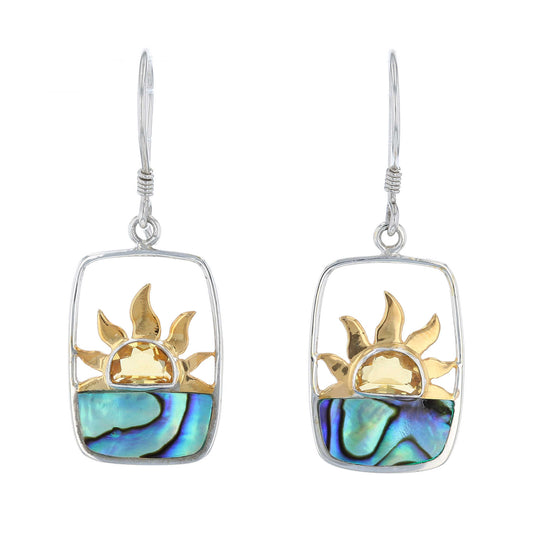 Citrine & Paua Shell Sunset Earrings