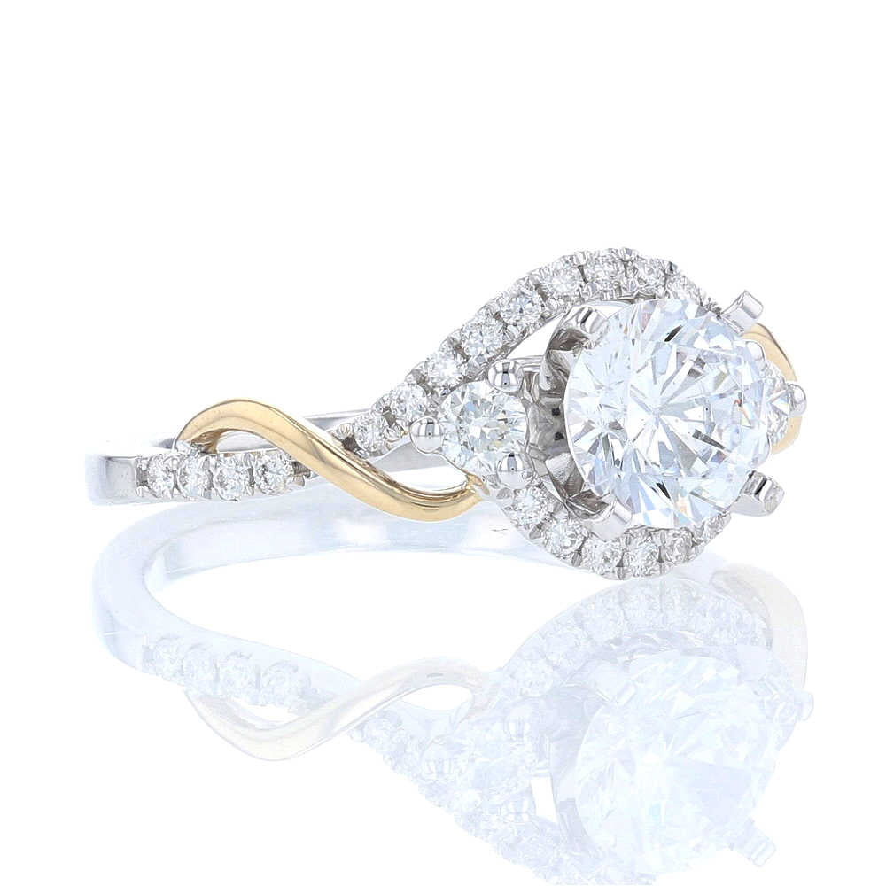 Diamond Bypass Halo Twist Engagement Ring