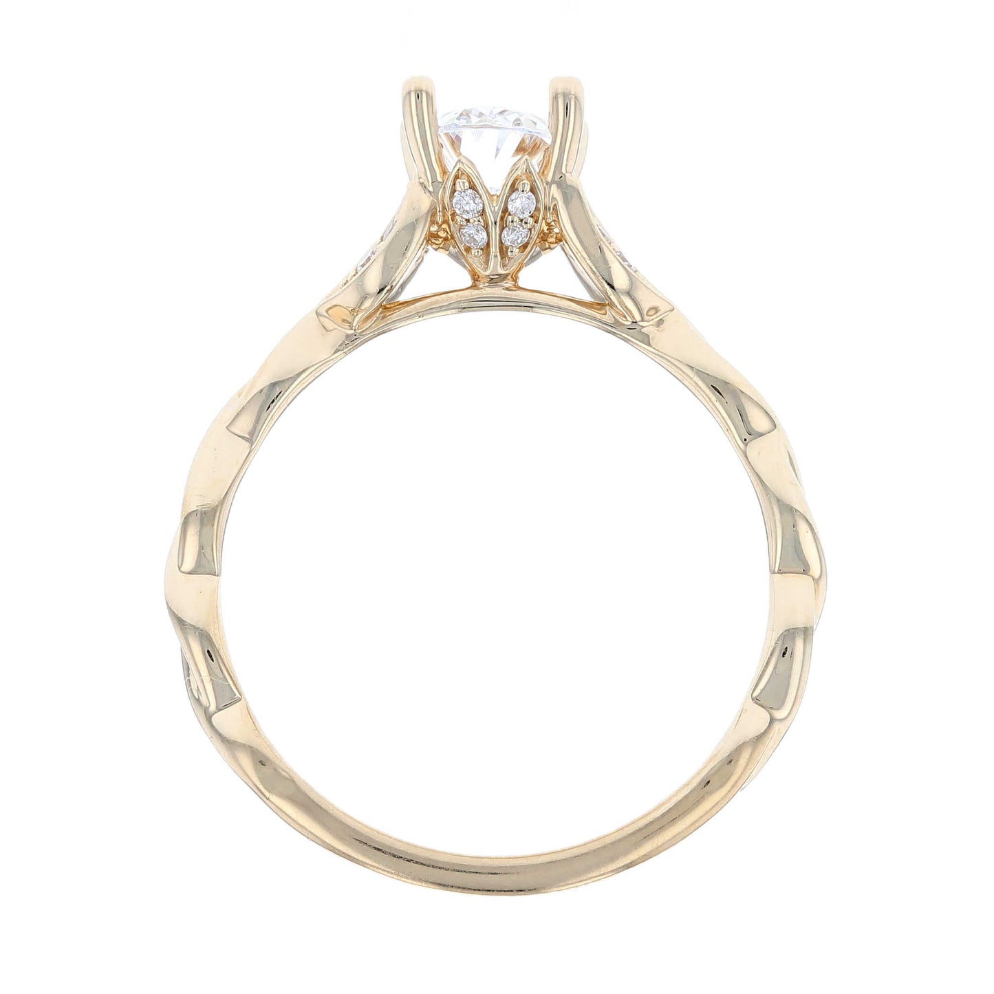 Yellow Gold Diamond Leaf Engagement Ring