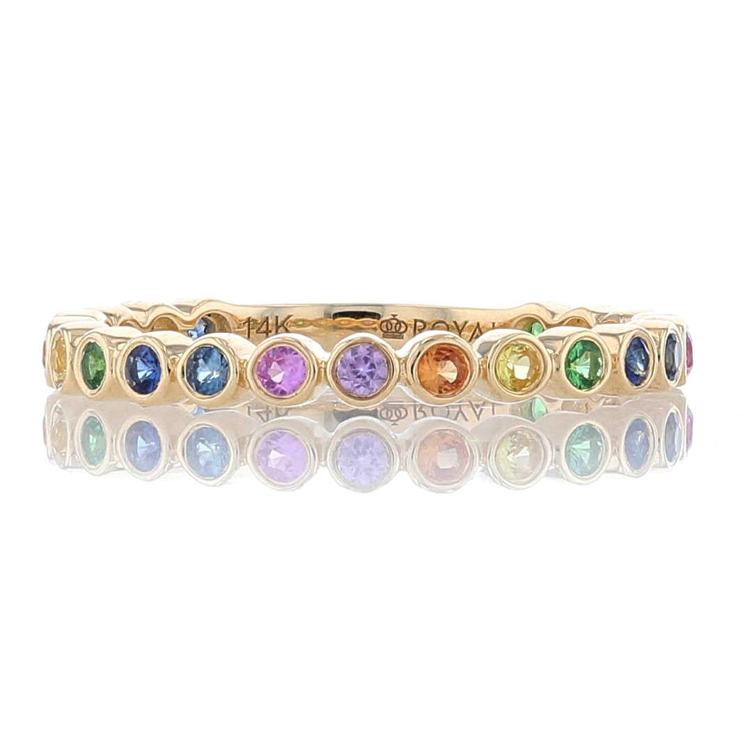Rainbow Sapphire Bezel Set Ring
