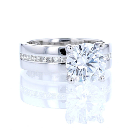 Wide Diamond Stripe Engagement Ring