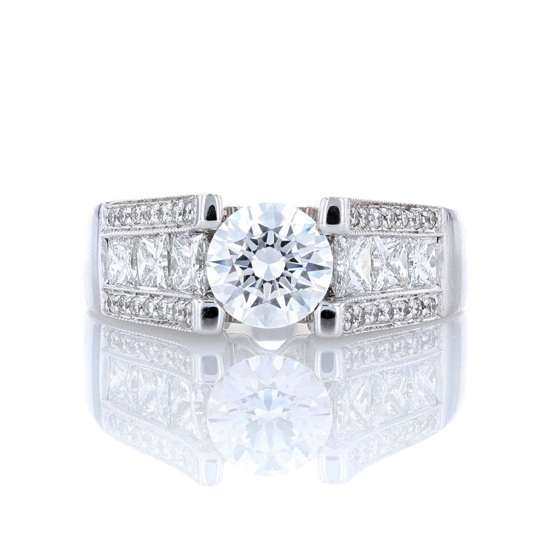 Princess Cut Side Diamond Engagement Ring