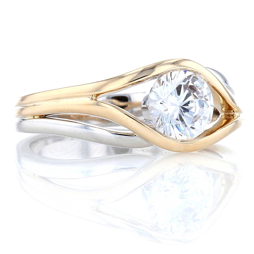 Organic Two Tone Freeform Engagement Ring