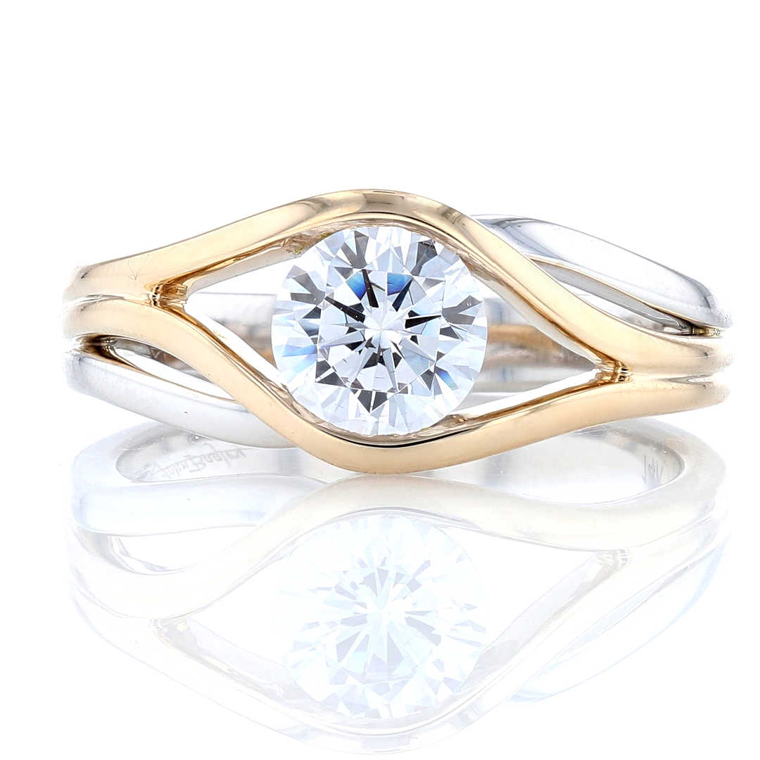 Organic Two Tone Freeform Engagement Ring