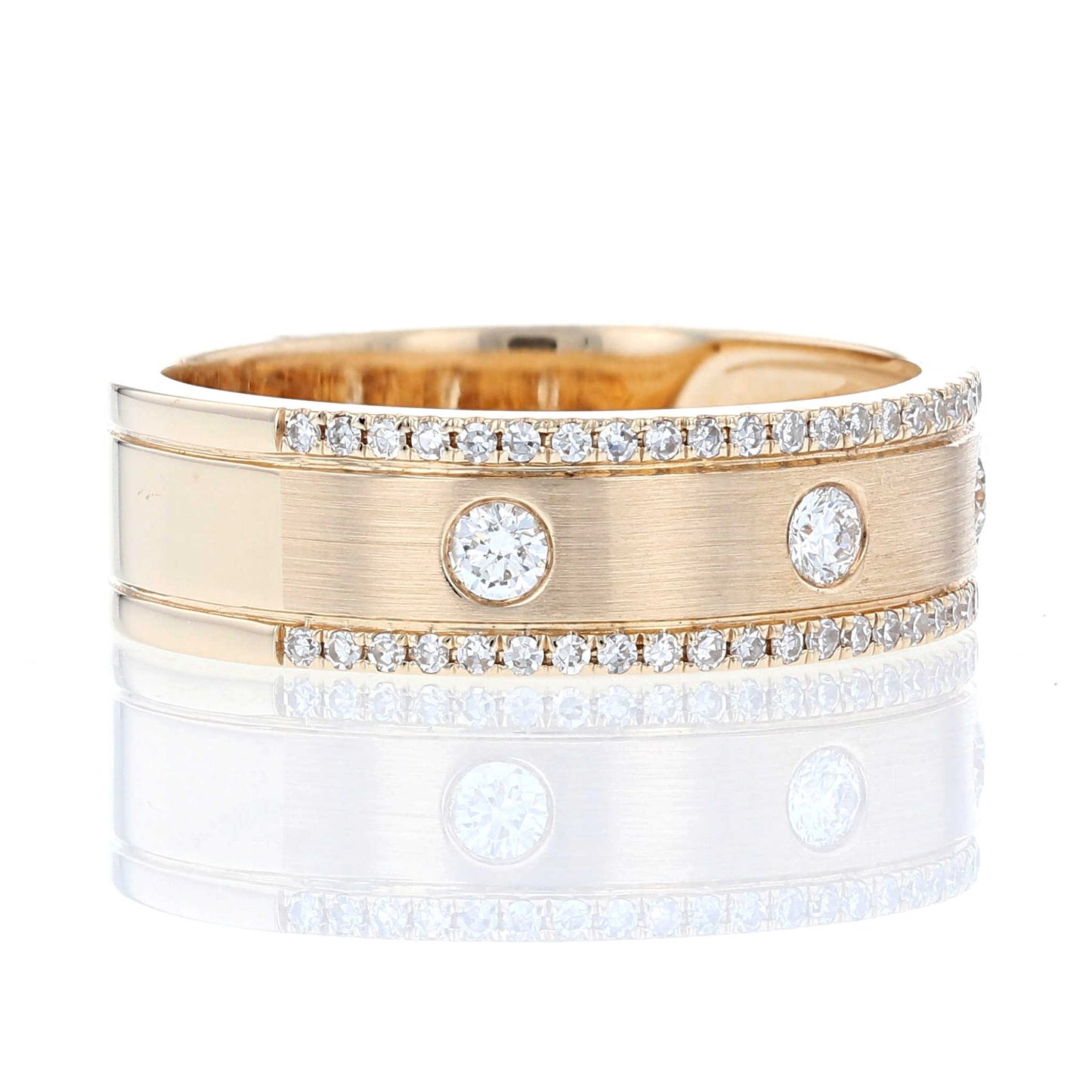 Wide Satin Finish Diamond Band