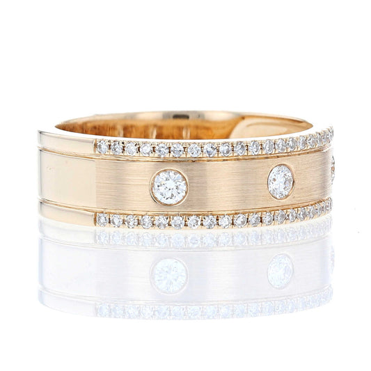 Wide Satin Finish Diamond Band