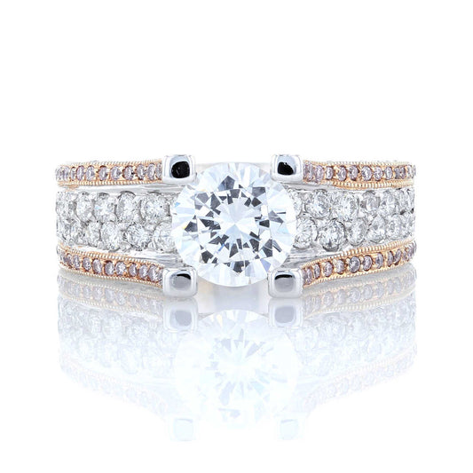 Pink & White Diamond Multi-Row Engagement Ring